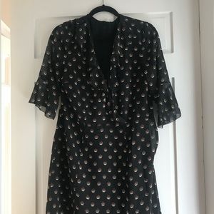 LOFT Ann Taylor Patterned Black Dress